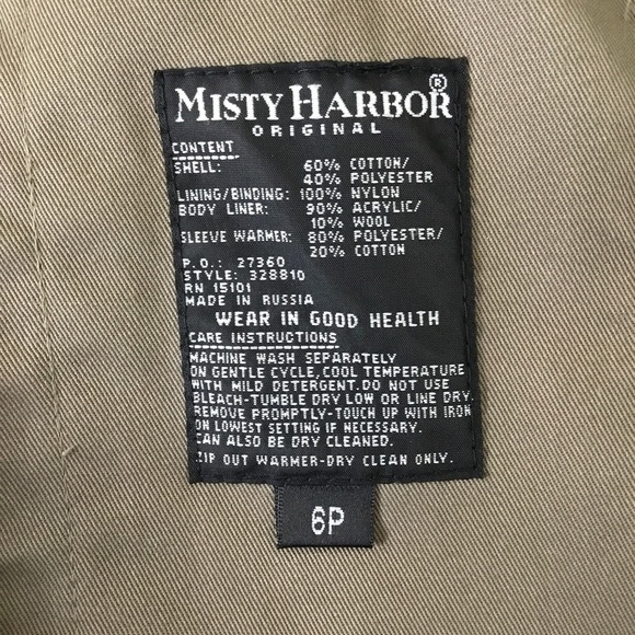 MISTY Harbor Black & Tan Cotton Trench Coat Removable Wool Lining Size 6P Petite - Picture 4 of 8